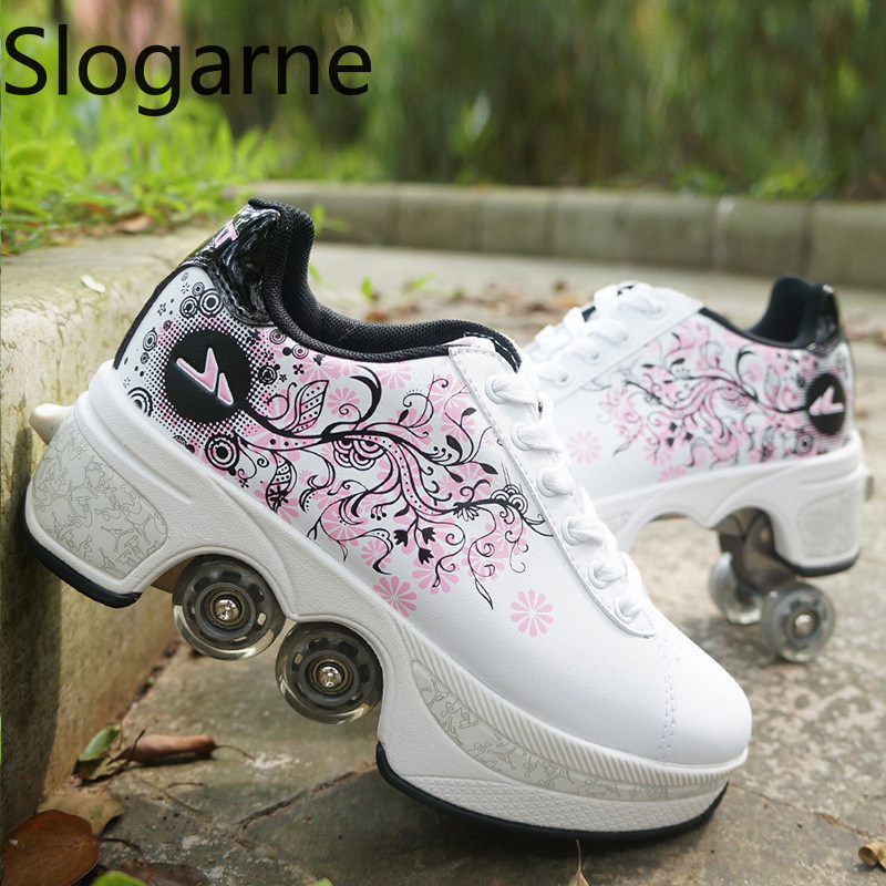 Running Shoes Men - Kadınlar 4 Tekerlekli Deforme Olabilen Paten