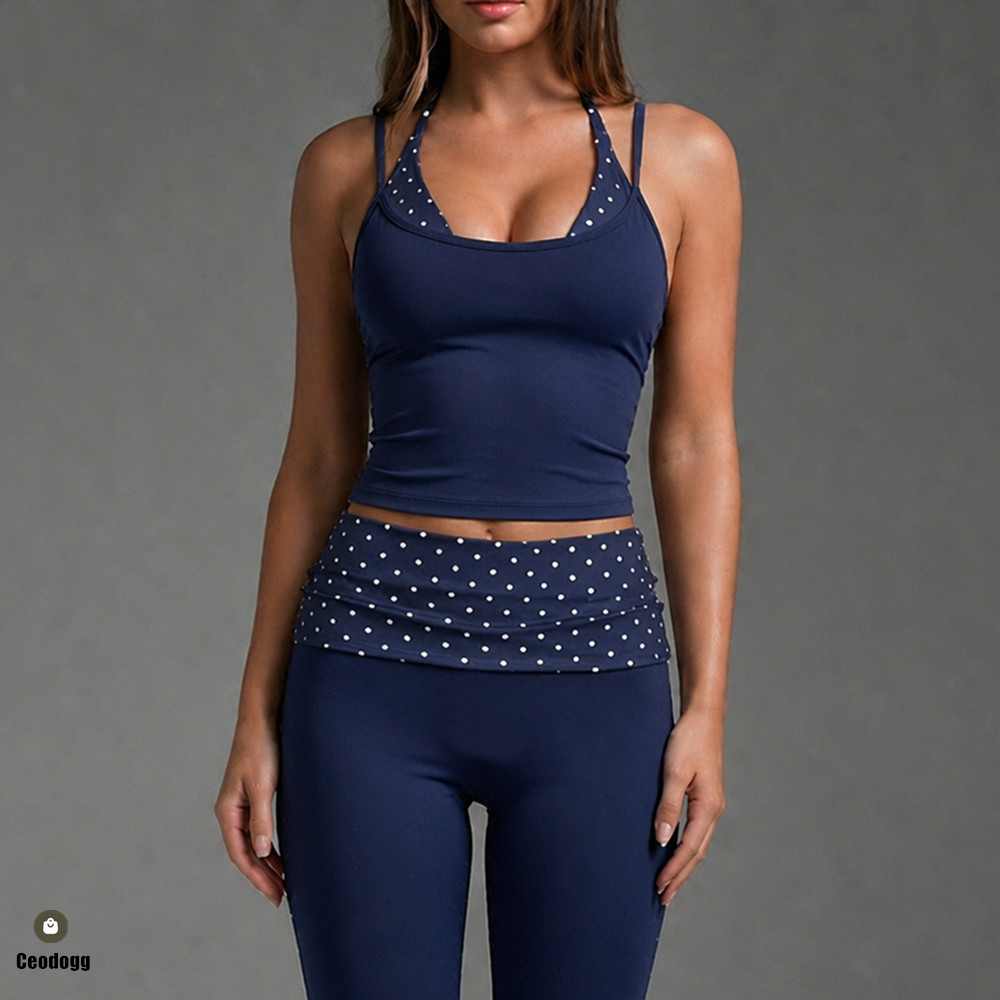 Running Belt - Puantiyeli Kadın Askılı Halter Yoga Bdra